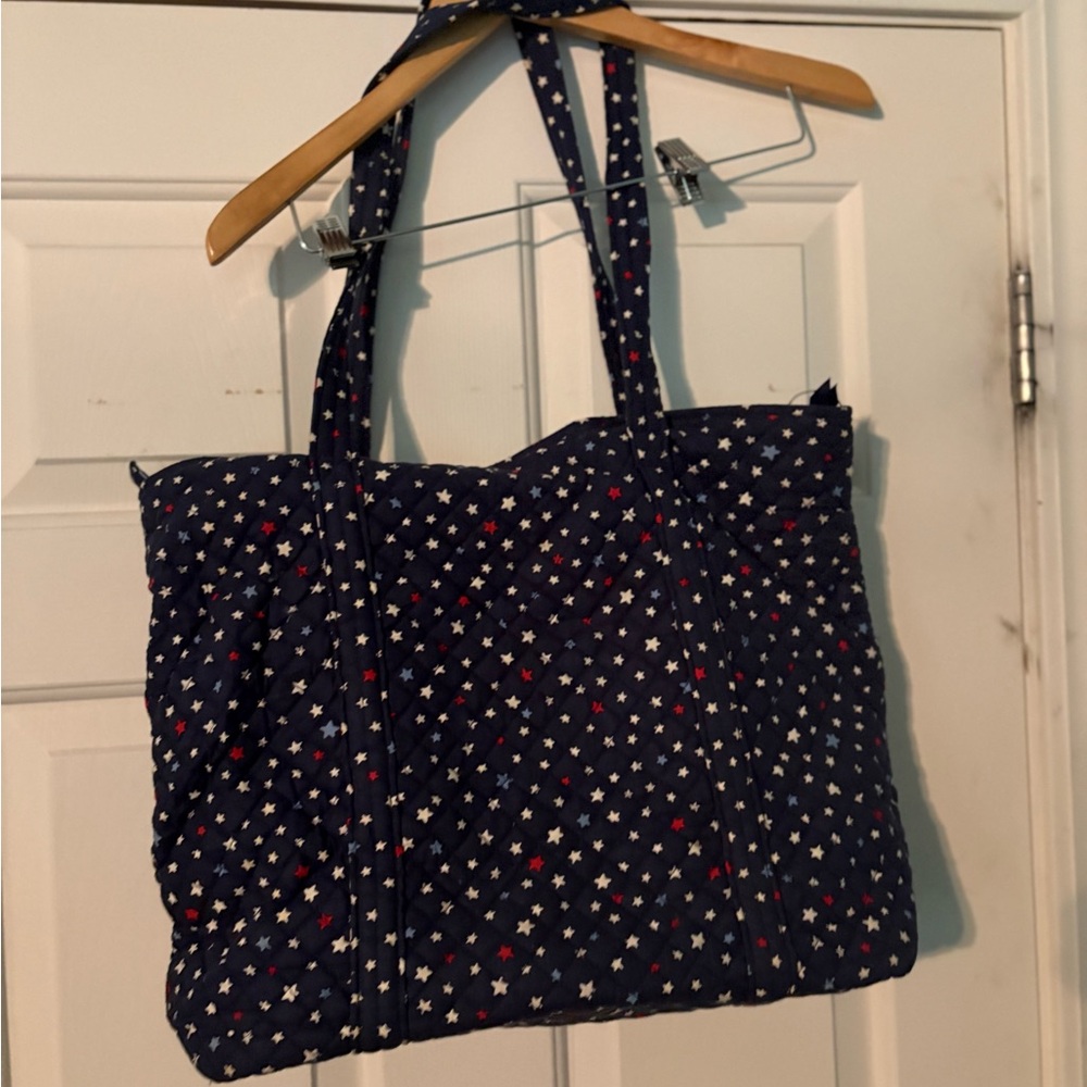 Vera Bradley Navy Quilted Tote with Red & White Stars